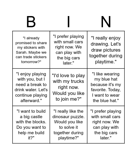 Speak Up Bingo Adventure Bingo Card