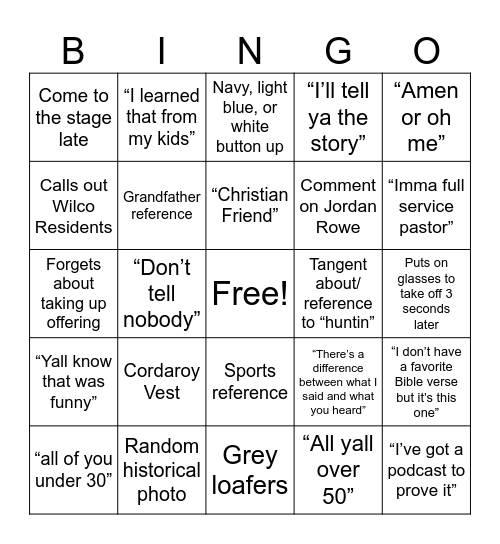 Jason Cruise Bingo Card