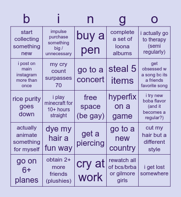 elizas 2024 bingo !!!! Bingo Card