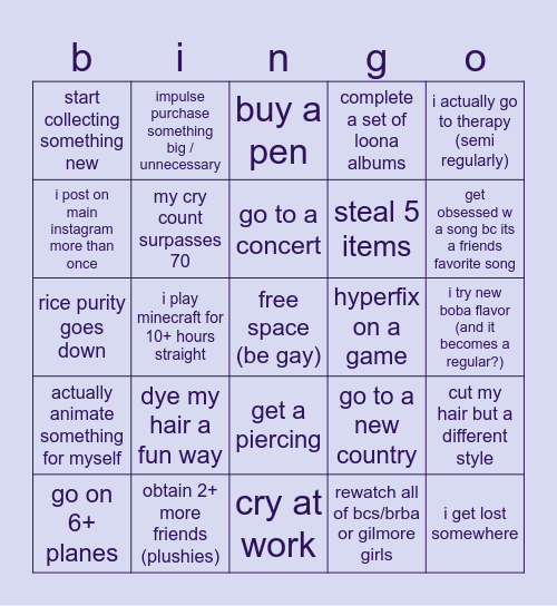 elizas 2024 bingo !!!! Bingo Card