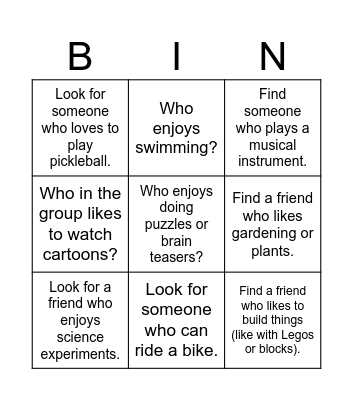 Get To Know You BINGO Card