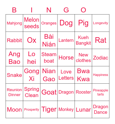CNY Bingo Card