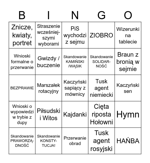 Bingo Budżet Bingo Card