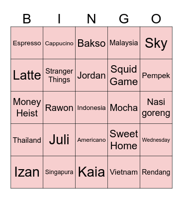 JULIANNE Bingo Card