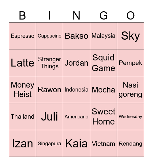 JULIANNE Bingo Card
