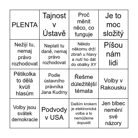 KORESPONDENČNÍ BINGO Card