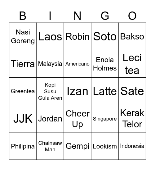 HAMIDZAN Bingo Card