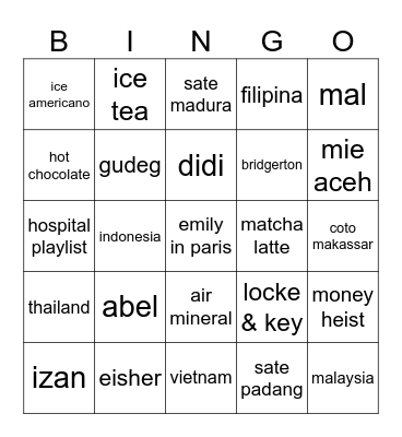 Bingo Abel yang Lucu Bingo Card