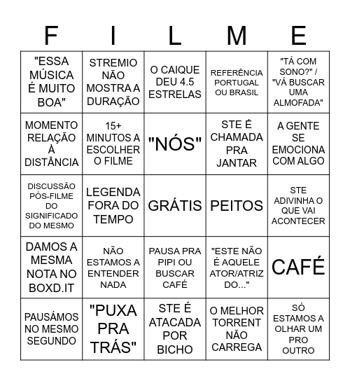 O Bingo do Cinema Pangema Bingo Card