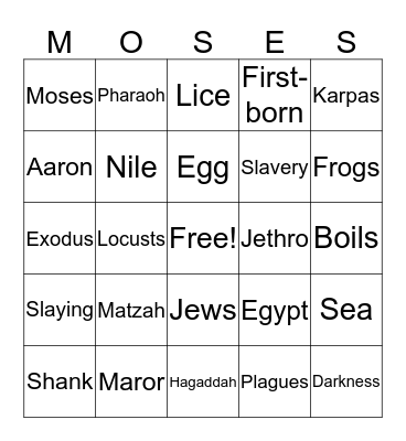 Passover Bingo Card