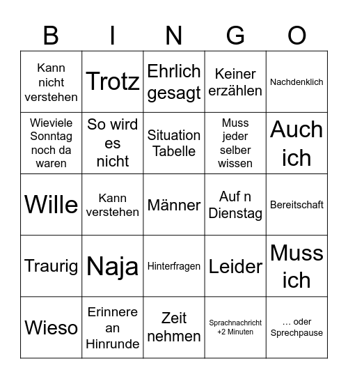 Nachricht Jakob Bingo Card