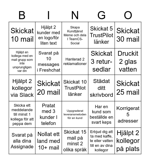 Kundtjänst Bingo! Bingo Card