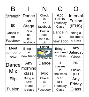 BEACH BODY BINGO Card