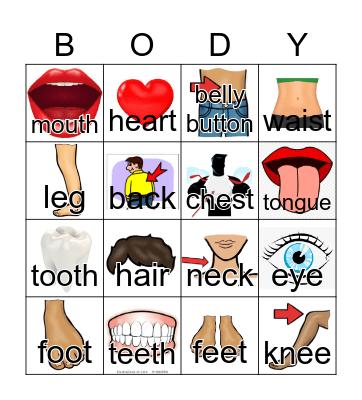 SIMSAM BODY PARTS Bingo Card