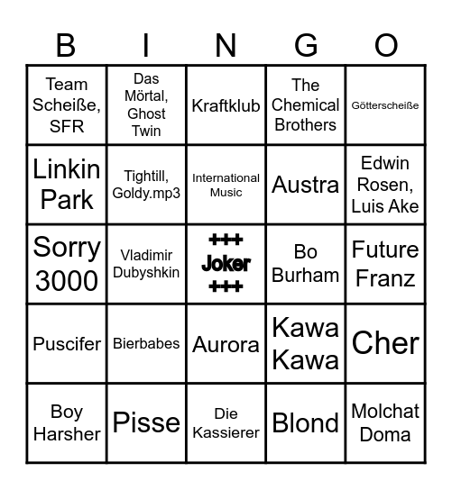 HurtyThirty Max und Tamino Bingo Card