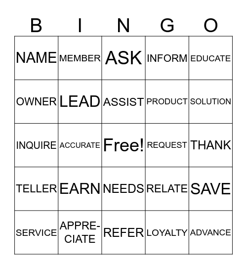THE REAL BINGO Card