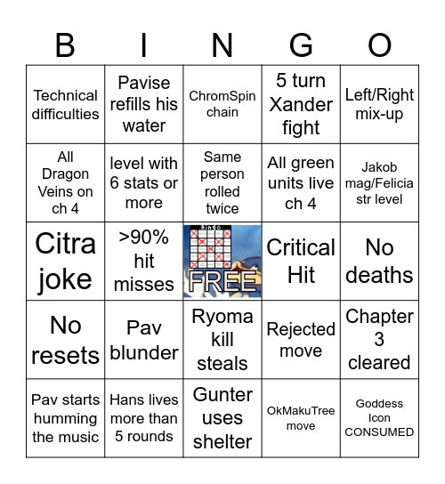 Youtube Plays Fire Emblem Fates Prologue Bingo Card