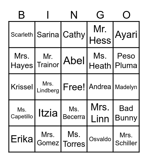 Amigo Bingo!!!! Bingo Card