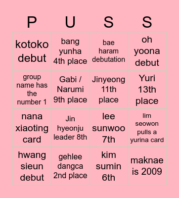 Universe Ticket Predictions Bingo Card