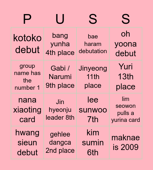 Universe Ticket Predictions Bingo Card