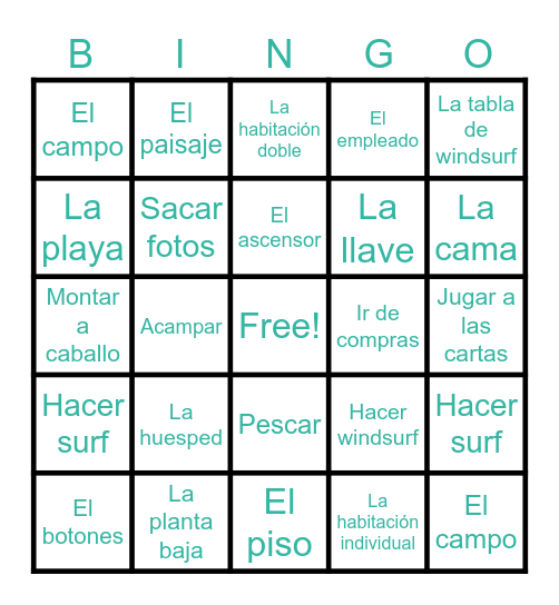 C5/V2 - El hotel y la play Bingo Card