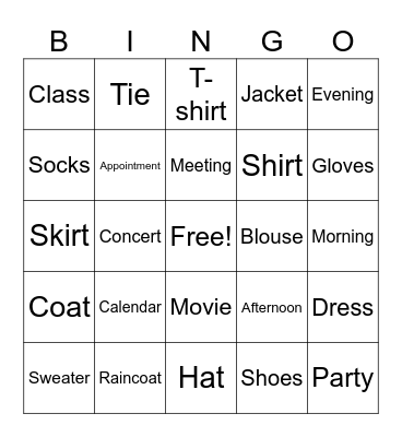 ESL Review II Bingo Card