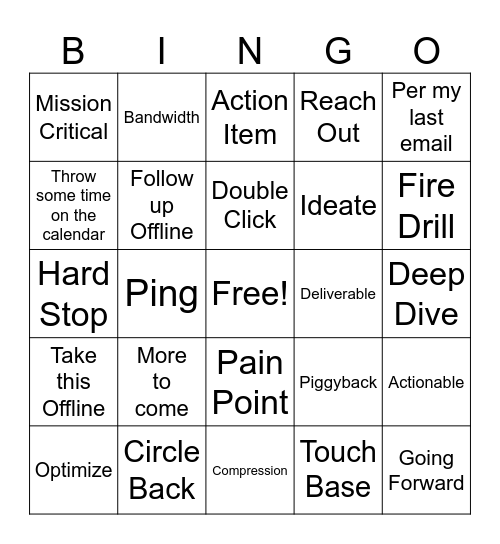 Buzzword Bingo Card