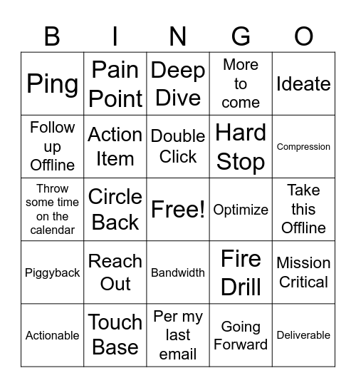 Buzzword Bingo Card