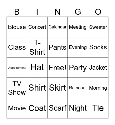 ESL Review III Bingo Card