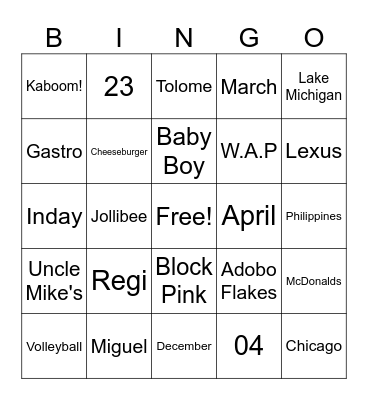 BABY BINGO Card