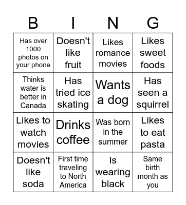 Social Bingo Card