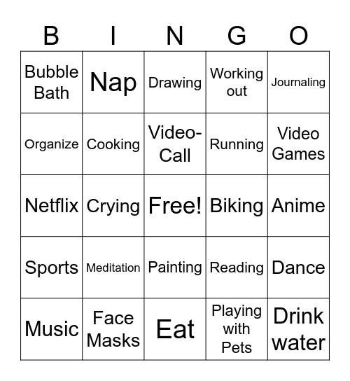 SHUFFLE Bingo Card