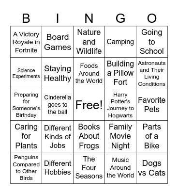 Main Idea & Details Bingo Card