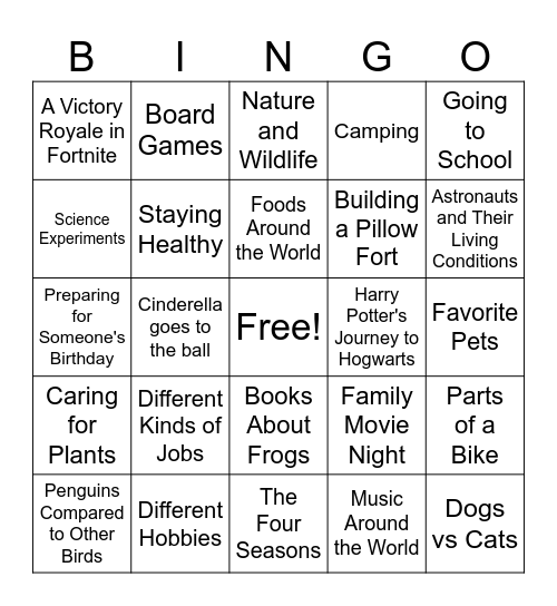 Main Idea & Details Bingo Card