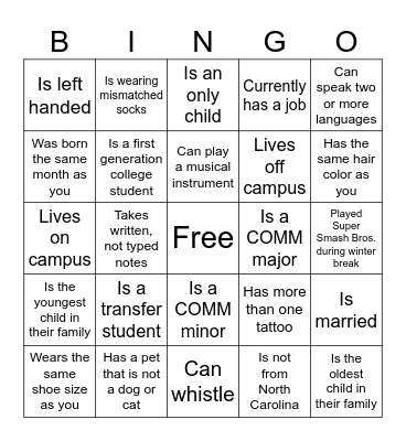 Find Someone Who… Bingo Card