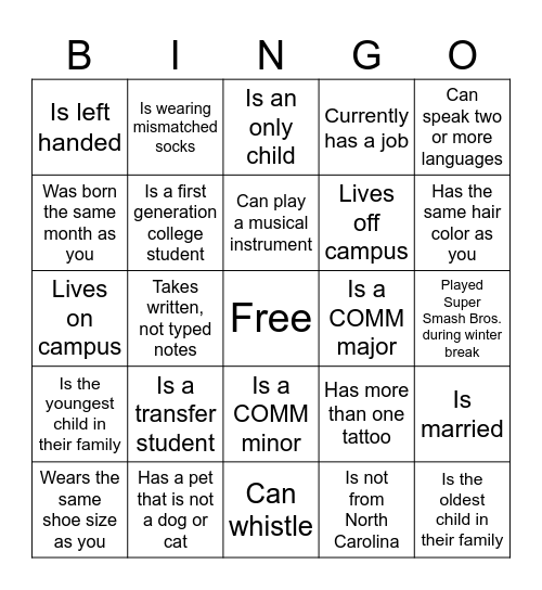 Find Someone Who… Bingo Card