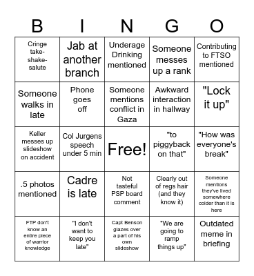 Commanders Call BINGO Card