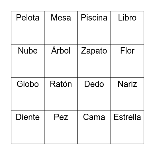 Los diminutivos Bingo Card