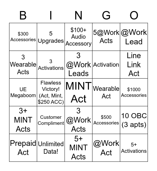 Un-Carrier Bingo Card