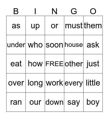 Site Word Bingo (April) Bingo Card