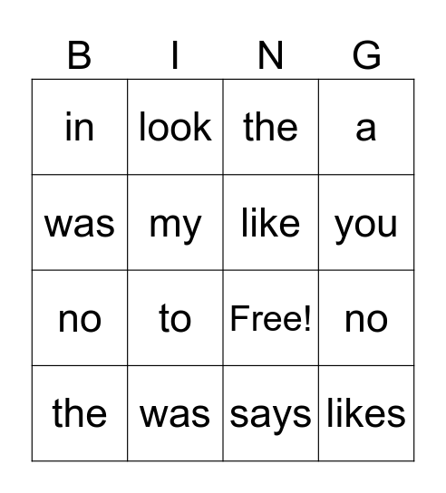 Sight Words L1-11 Bingo Card