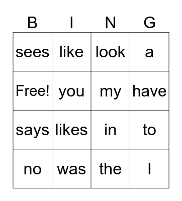Sight Words L1-11 Bingo Card