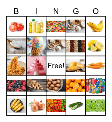 Food Bingo Card