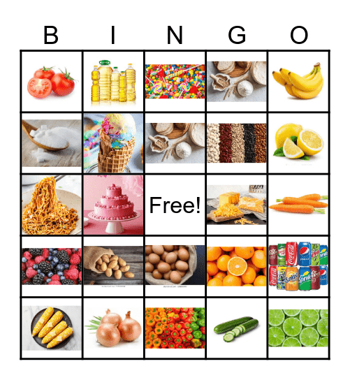 Food Bingo Card