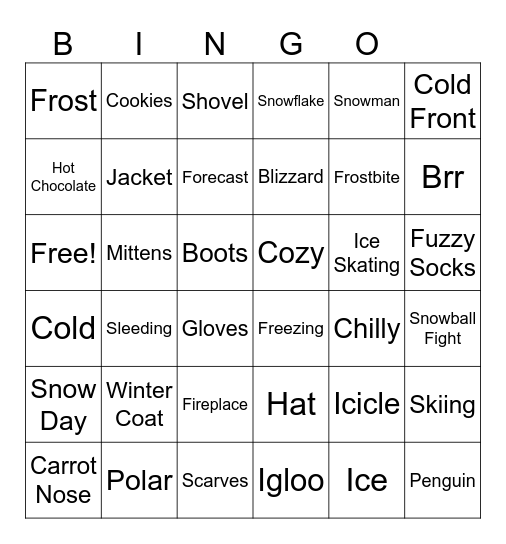 Winter Bingo Card