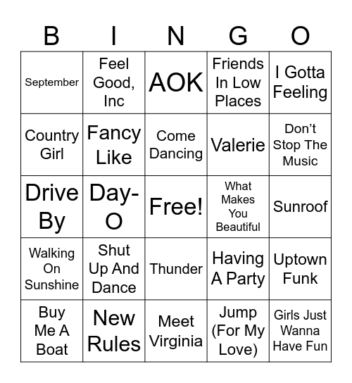 HAPPY MUSIC Bingo Card