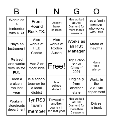 RS3U Bingo Card