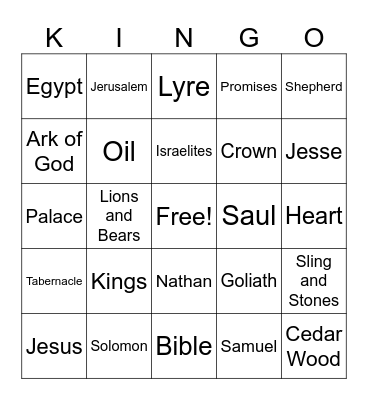 King David Bingo Card