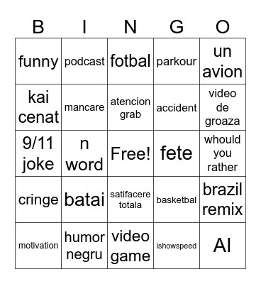 instagram reels bingo Card