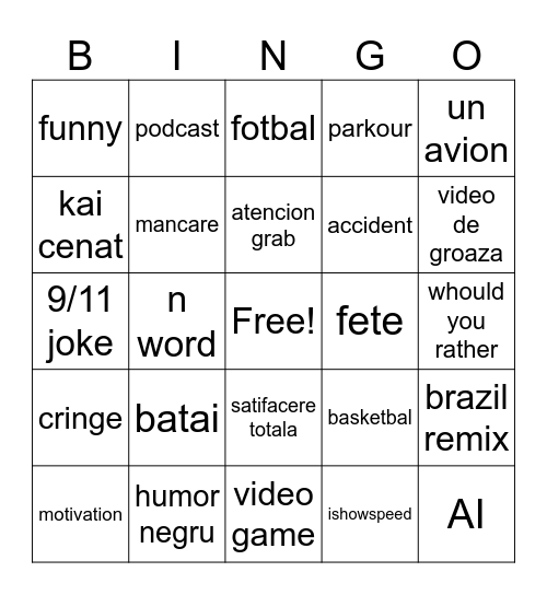 instagram reels bingo Card